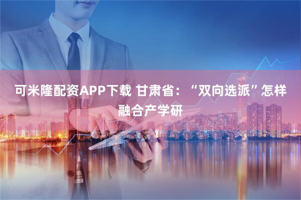 可米隆配资APP下载 甘肃省：“双向选派”怎样融合产学研